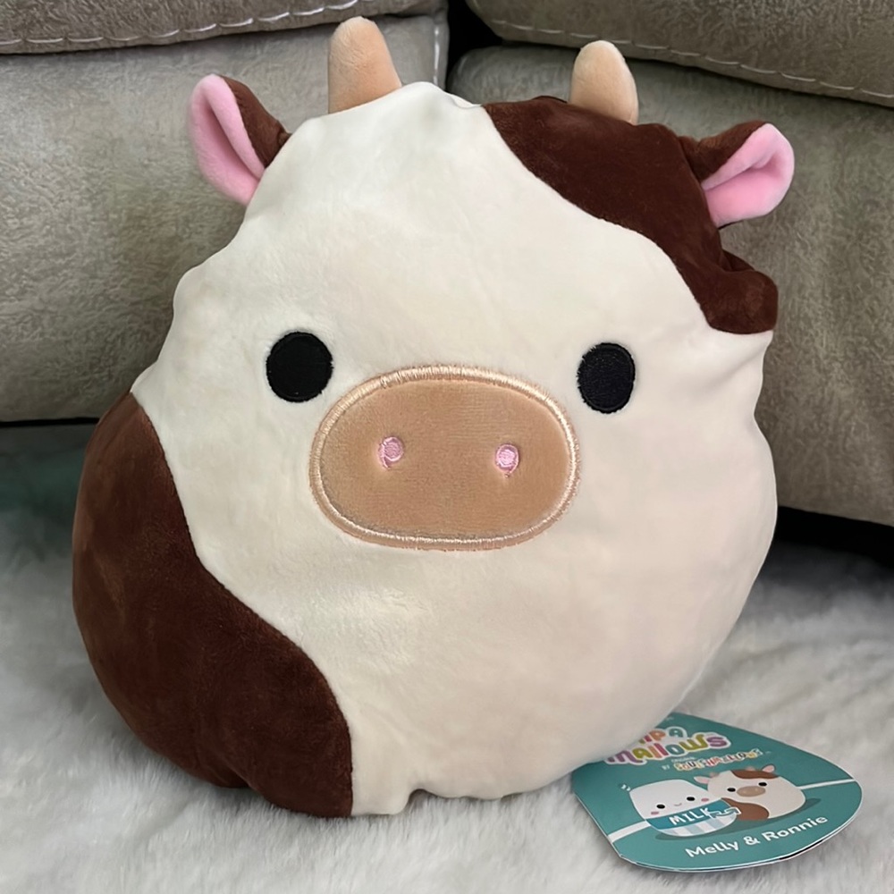 🐮 🥛 Squishmallows Ronnie/Melly FlipAMallow Cow/Milk Flip! NWT 8”